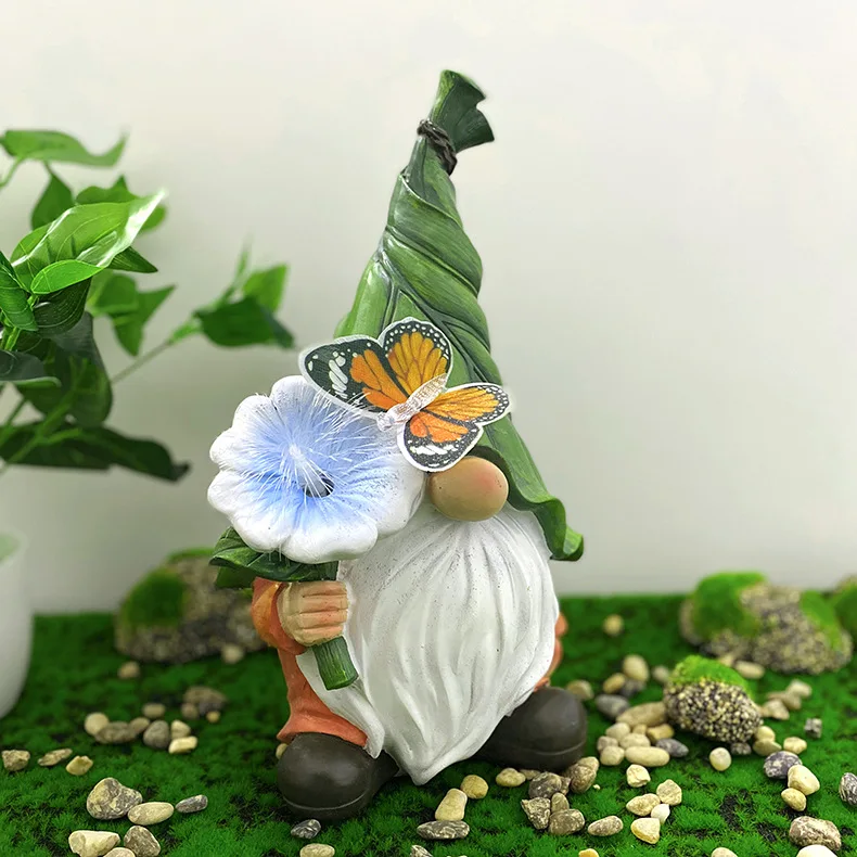 Outdoor Solar Garden Resin Ornaments Dwarf Resin Crafts Courtyard Lights Decorative Garden Dwarf Ornaments Landscape Lights