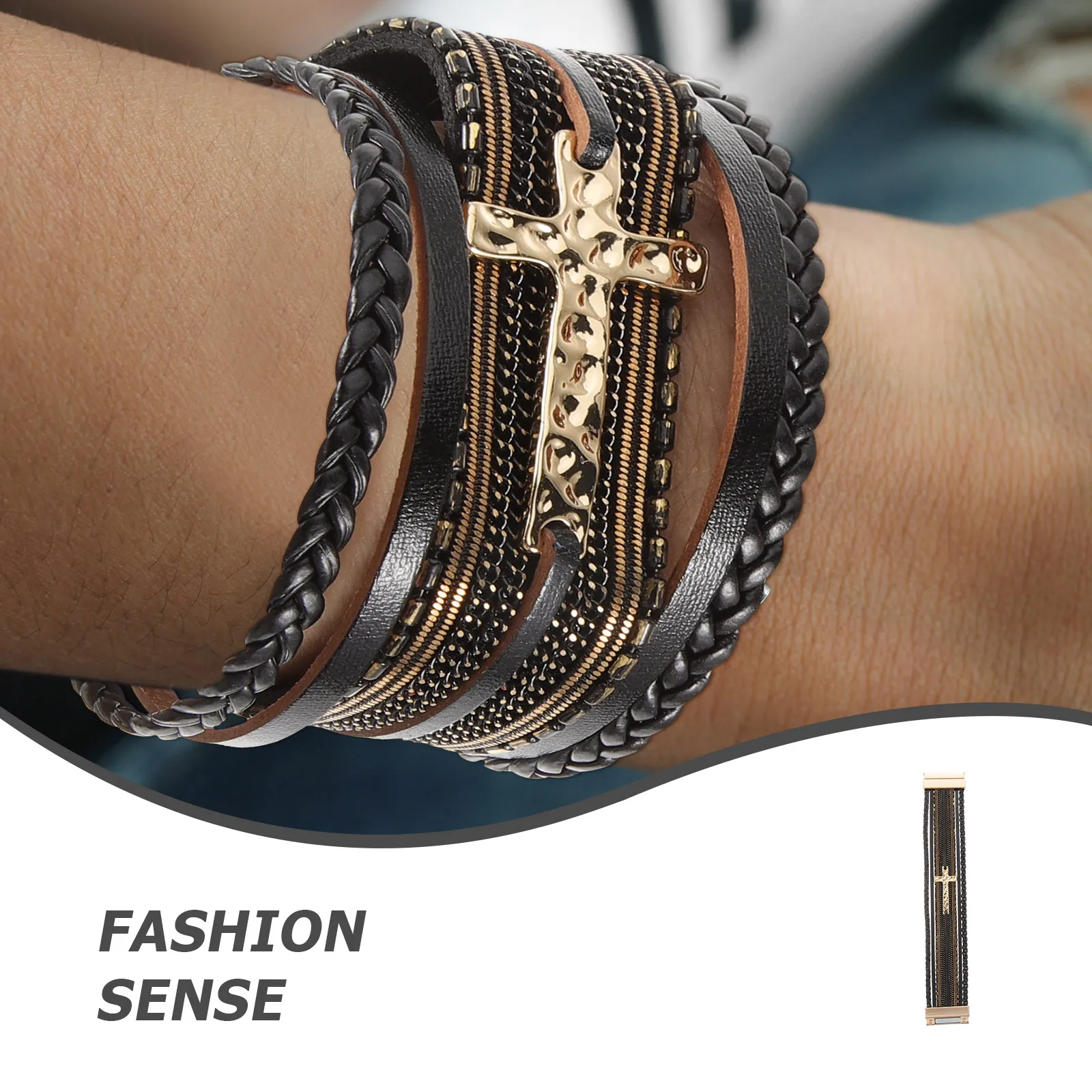 

Charming Multi-Layer Braided Cross Bracelet for Women Trendy Party Jewelry Bracelets for Women Trendy Bracelet