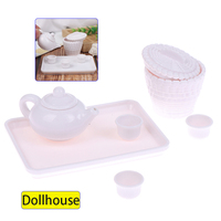 6pcs/set 1:12 Doll House Miniature Tea Set Tea Doll Teapot Coffee Tea Cups Model Kitchen Toys Dollhouse Miniatures Furniture