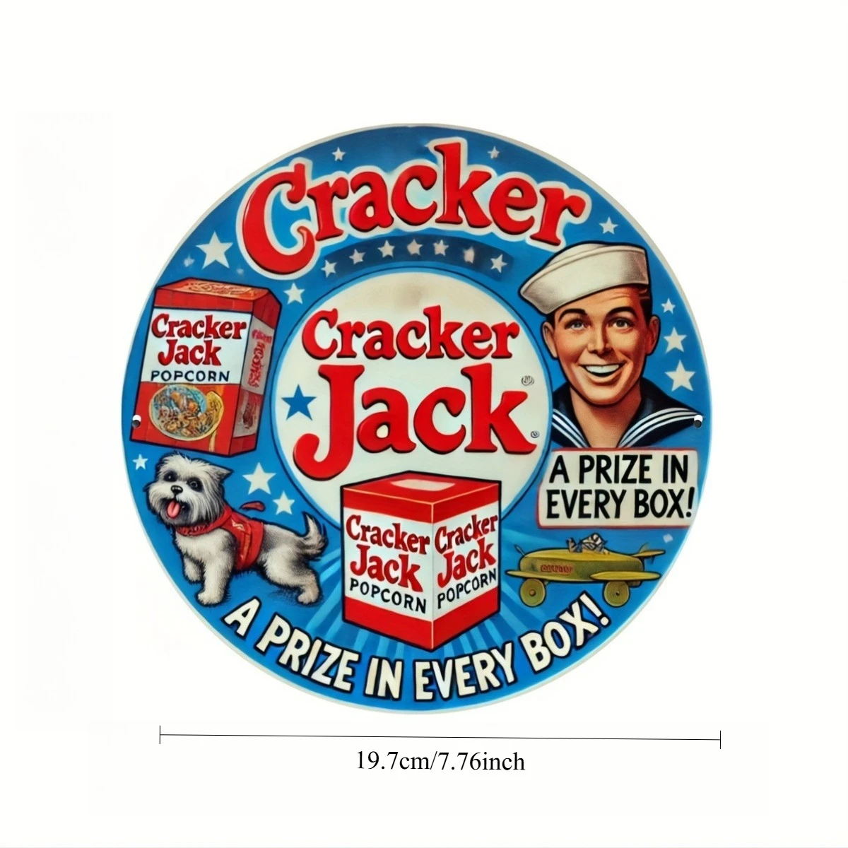 1pc Aluminum Cracker Jack Wall Art, Vintage Popcorn Box Design, Perfect for Burgers, Fast Food, Bistro, Cafe, Convenience Store