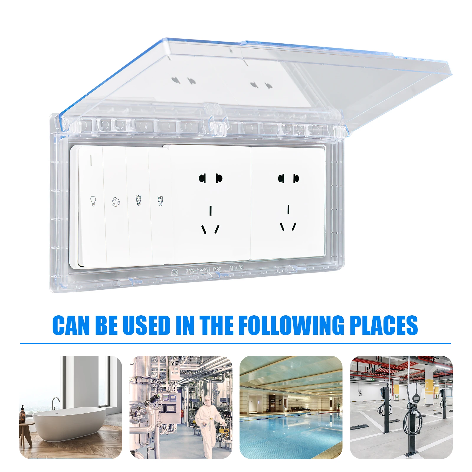 

86 Type Triple Switch Waterproof Cover Wall Outlet Protector Socket Box Easy Installation Self Adhesive Bathroom Electrical