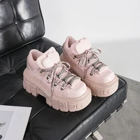 New Punk Women Platform Ankle Boots Female's Rock Round Toe Lace Up Fashion Retro Chunky Shoes Metal Decor Short Boots - Image 2