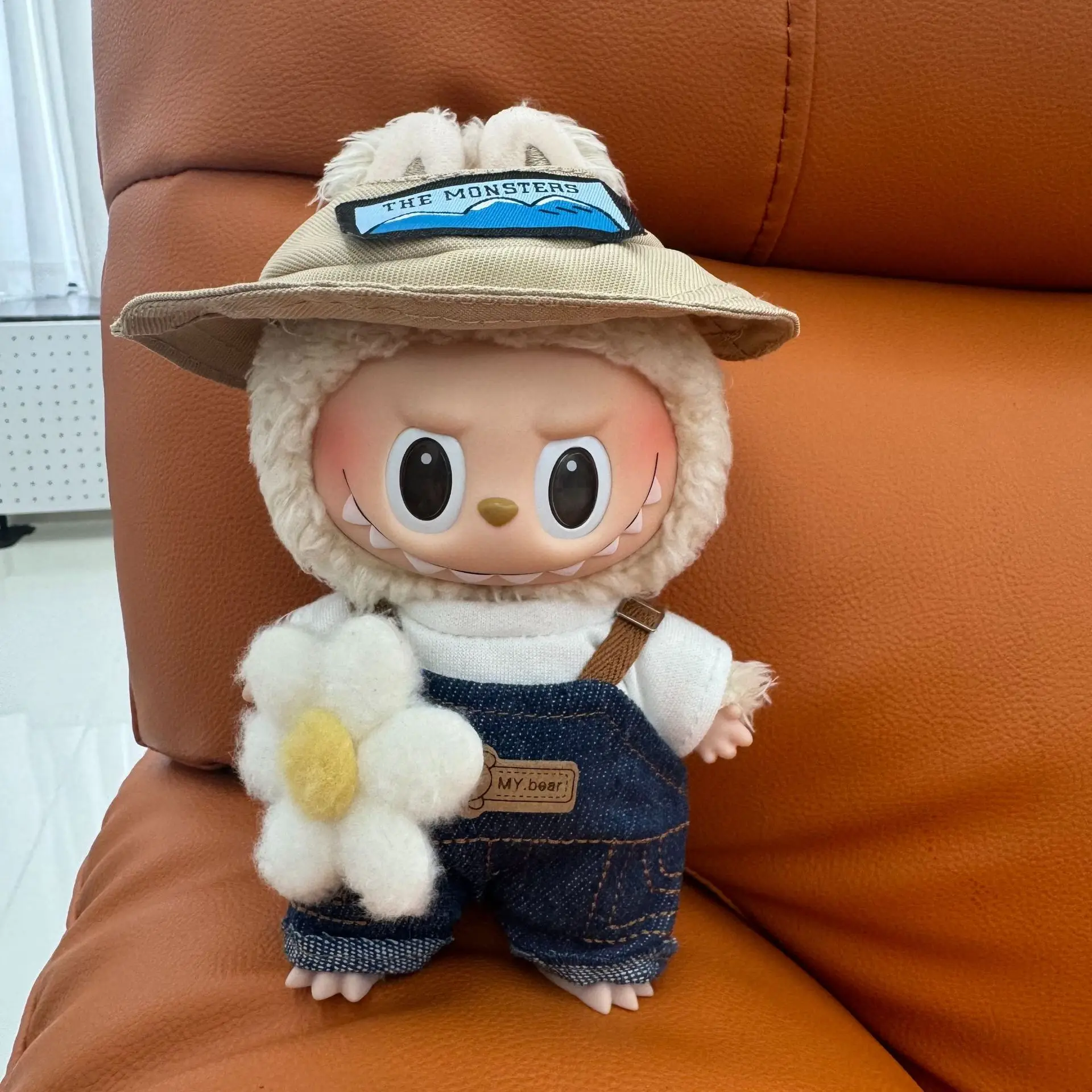 fall Popular Labubu Doll Clothes 17cm Pendant Labubu Doll Clothes Spring Field Strap Pants Set Labubu Doll Clothes Accessories