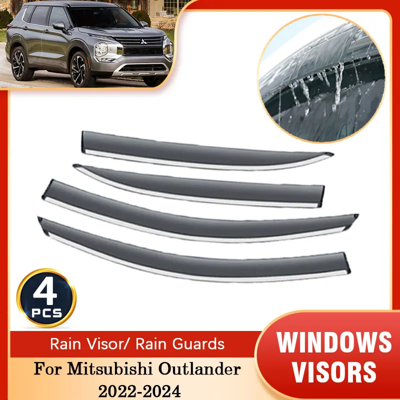 

For Mitsubishi Outlander GM GN ZM PHEV 2022 2023 2024 Windows Visors Deflectors Guards Awning Cover Trim Protector Accessories