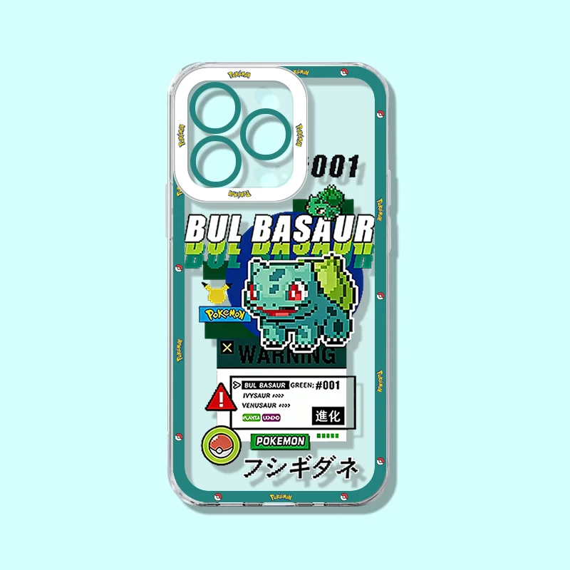 HOT P-Pokemon Pikachu Bulbasaur Handyhülle für iPhone 17e 17 16e 16 15 14 13 12 11 Mini Air Pro Max X XR XSMax Plus Transparent