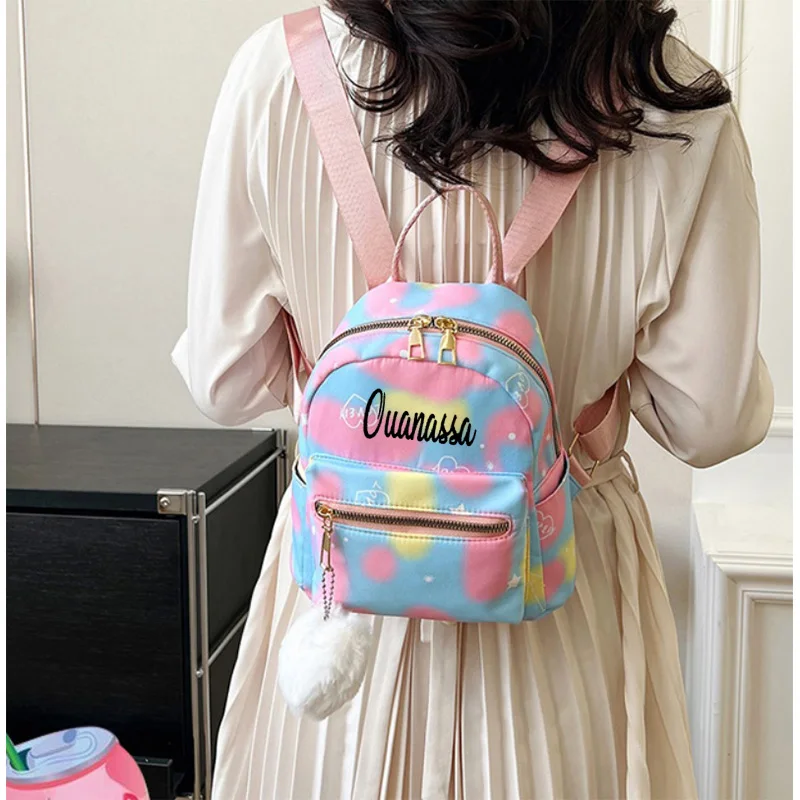 Personalized Nylon Cloth Backpack With Large Capacity And Versatility, Casual Small And Fresh Candy Color Texture Handbag