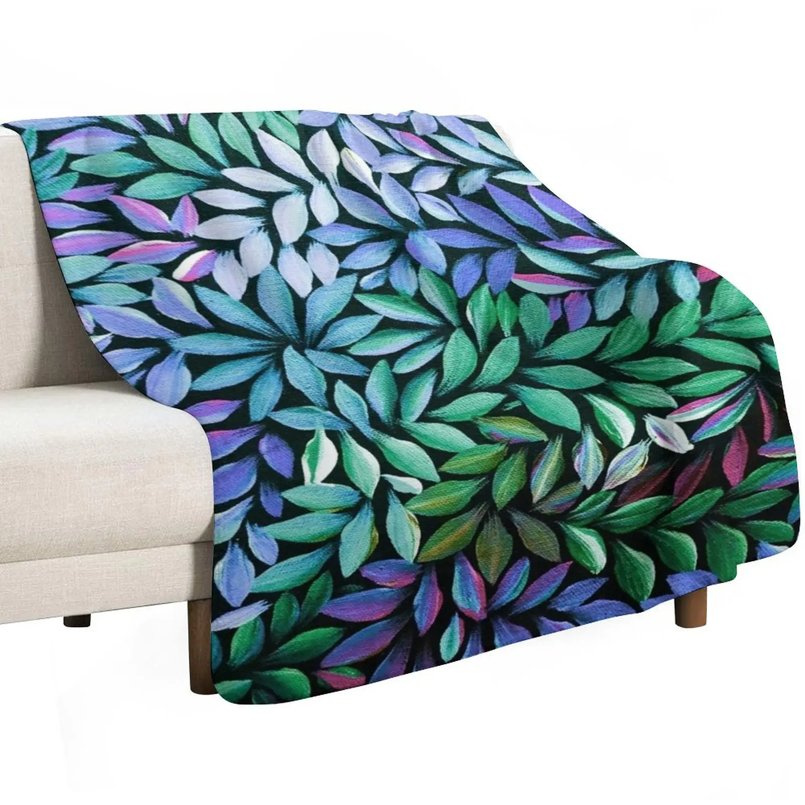 Australian Aboriginal Art Medical Leaves Pink Purple Turquoise Throw Blanket Reusable Durable Soft Blanket for All Seasons