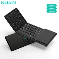 NILLKIN Mini teclado plegable inalámbrico Bluetooth español árabe alemán con panel táctil para PC Mac Smartphone Windows Android IOS