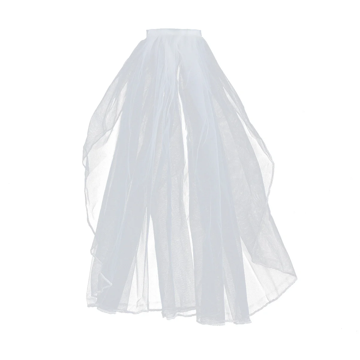 

Elegant Short Wedding Veil Tulle Bridal Veils with Comb and Ribbon for Bride Flower Girls Wedding Party Photography(White)