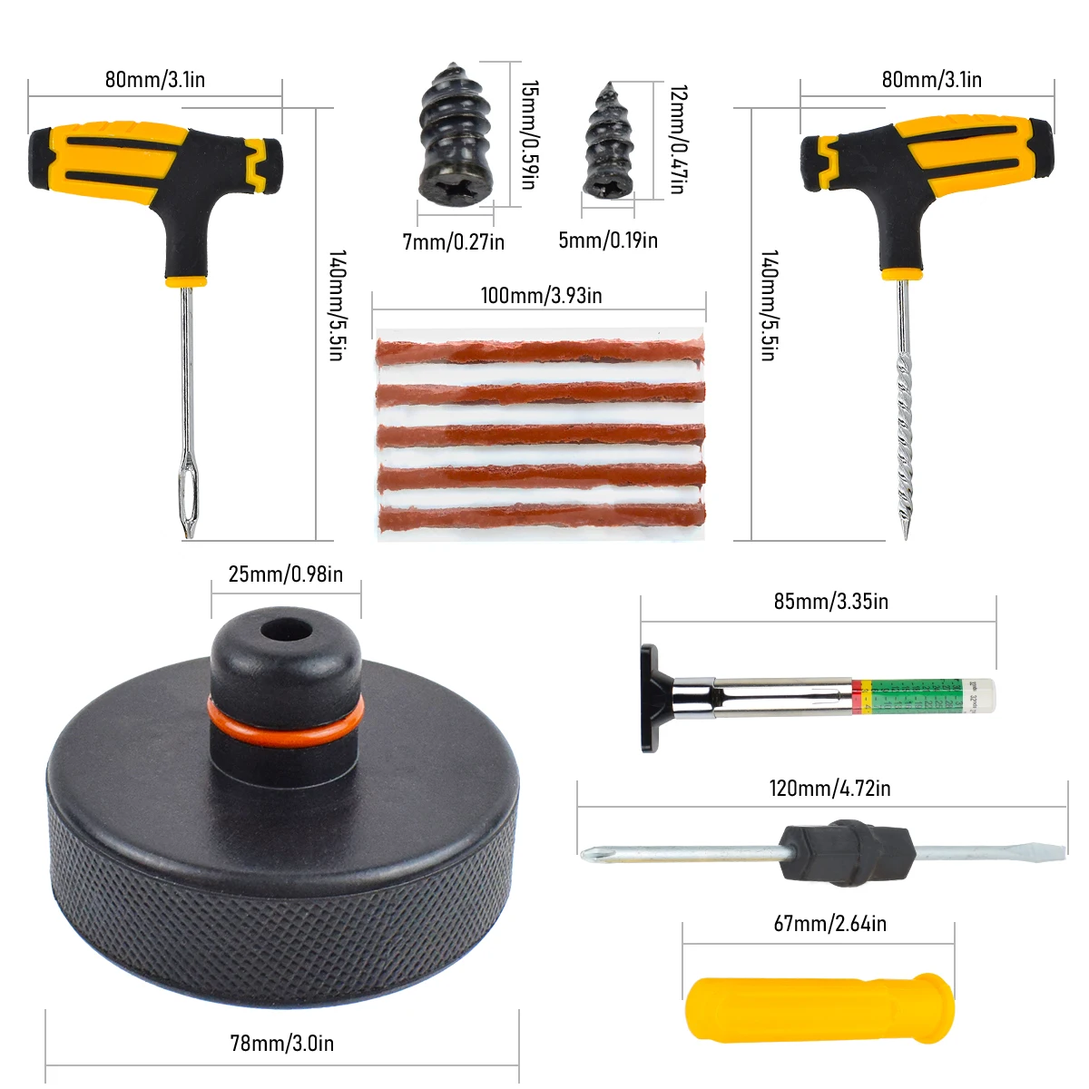 Adaptador de almohadilla de elevación de goma de 4 piezas, Kit de herramientas de reparación de neumáticos de chasis, juego de tapones de