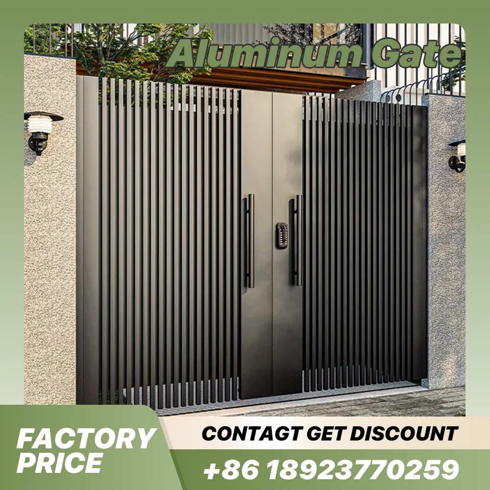 Modern Design Modular Garden Security System Black Color Outdoor Swing Gate Aluminum Fence and Gate