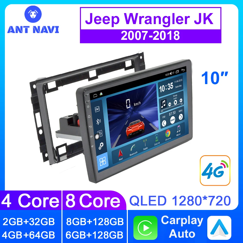 AntNavi Android 1Din For Jeep Compass Grand Cherokee Wrangler Chrysler Sebring Town Country Dodge 2007-2018 Car Radio Multimedia