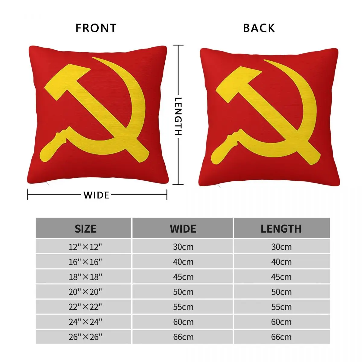 Hammer And Sickle Square Pillowcase Pillow Cover Polyester Cushion Zip Decorative Comfort Throw Pillow for Home Car