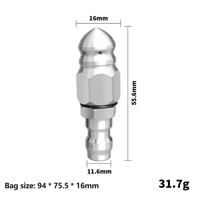 Pressure Washer Sewer Jetter Nozzle Drain Cleaning Stainless Steel Nozzle 1/4" Quick Connector 5000 PSI For Drain Jetting Hose