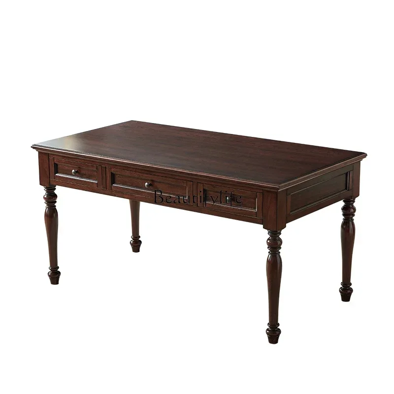 

ld 38 American solid wood desk cherry wood full log 1.6 meters retro desk