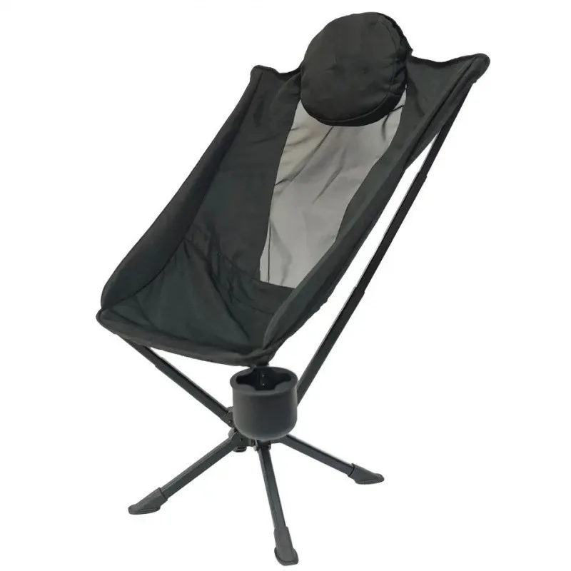 High Back 360 Degree Swivel Camping Chair Folding Rotatable Aluminum Camping Chair With Pillow
