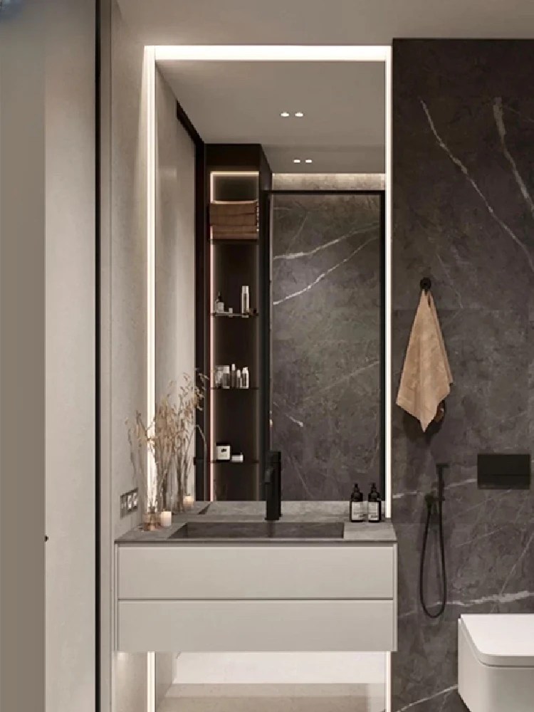 Modern Light Luxury Wind Rock Plate Integrated Basin, Bathroom Cabinet, Simple Hand Wash, Face Basin, Combination Bathroom