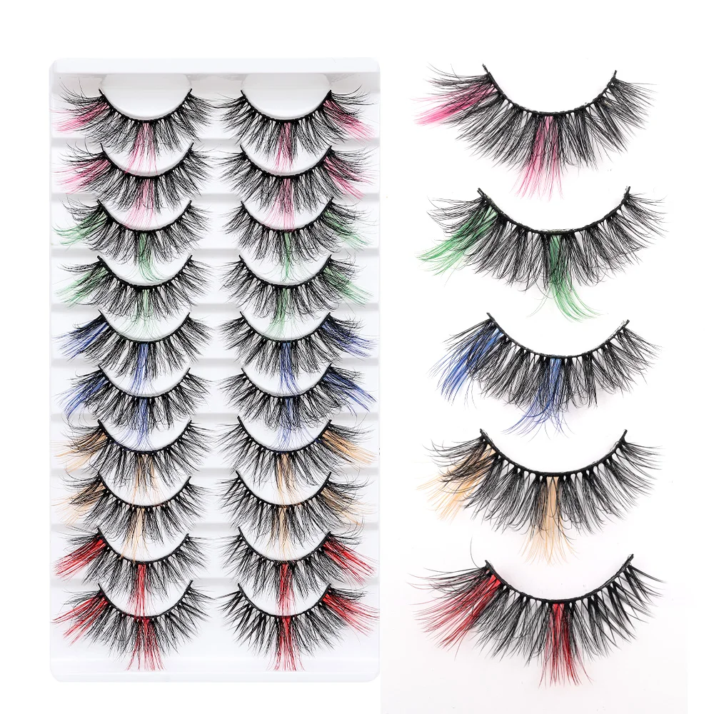 ふわふわのつけまつげ,化粧品アクセサリー,自然な効果,10ペア,メイクアップ,5色,C5D-mix01-2