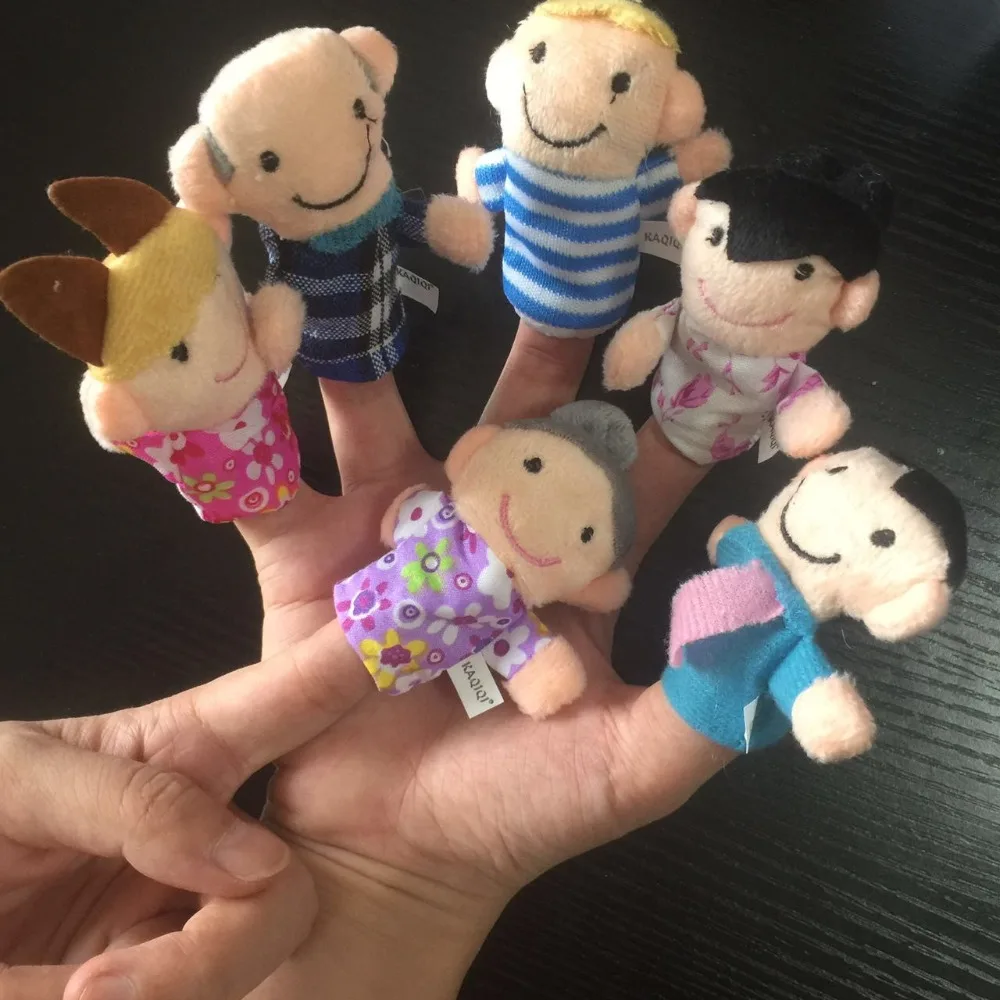1set Cartoon Animal Finger Puppets Happy family Soft Velvet Dolls Props Toys Birthday Party Decoration kid gift (Random Pattern)