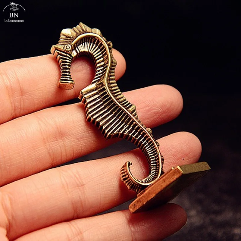 brass Seahorse Statue Crafts Living Room Decoration Furnishings Marine Animal Artwork Sculpture Ornaments Modern Home Decor
