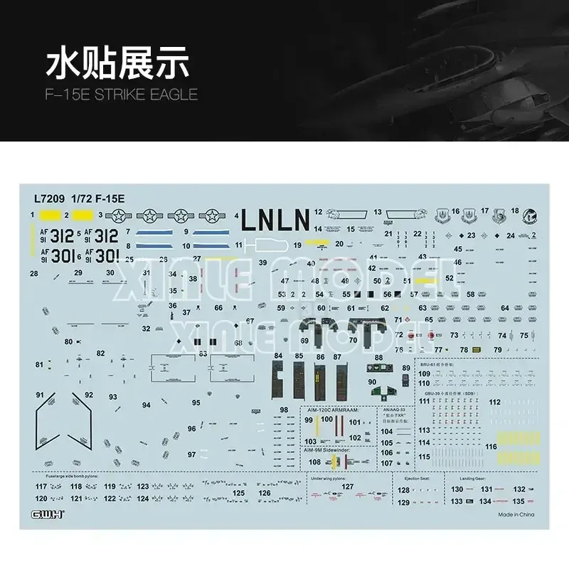 جريت وول هوبي البلاستيك تجميعها نموذج طائرة عدة L7209 الولايات المتحدة F-15E مقاتلة المرفقة جبل 1/72 #3
