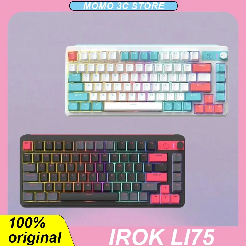 

IROK Li75 Mechanical Keyboard 2.4G Tri-mode Wireless Gaming Keyboards Multifunctional Knob RGB Backlit Hot Swap Pc Accessory