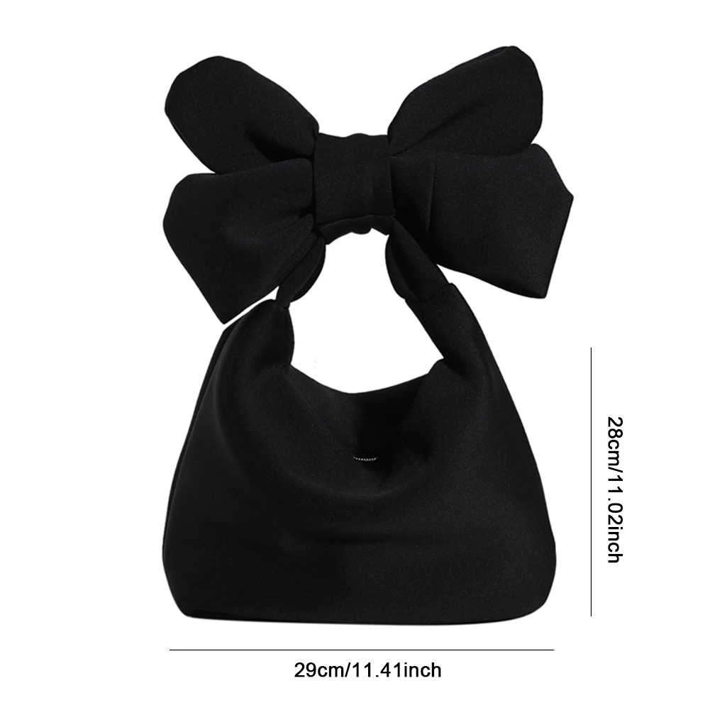 Black Luxury Bow-Knot Women Top-Handle Bag Canvas Fashion Handbag New Korean Designer Armpit Bag 2023 Ladies Large Shoulder Bags