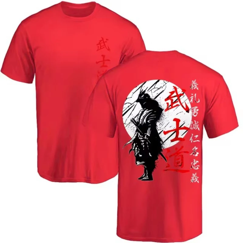 Japan Samurai Spirit T Shirts For Men Japanese Style Back Print Loose Oversized Tops T-shirt Bushido Male Gifts Tee