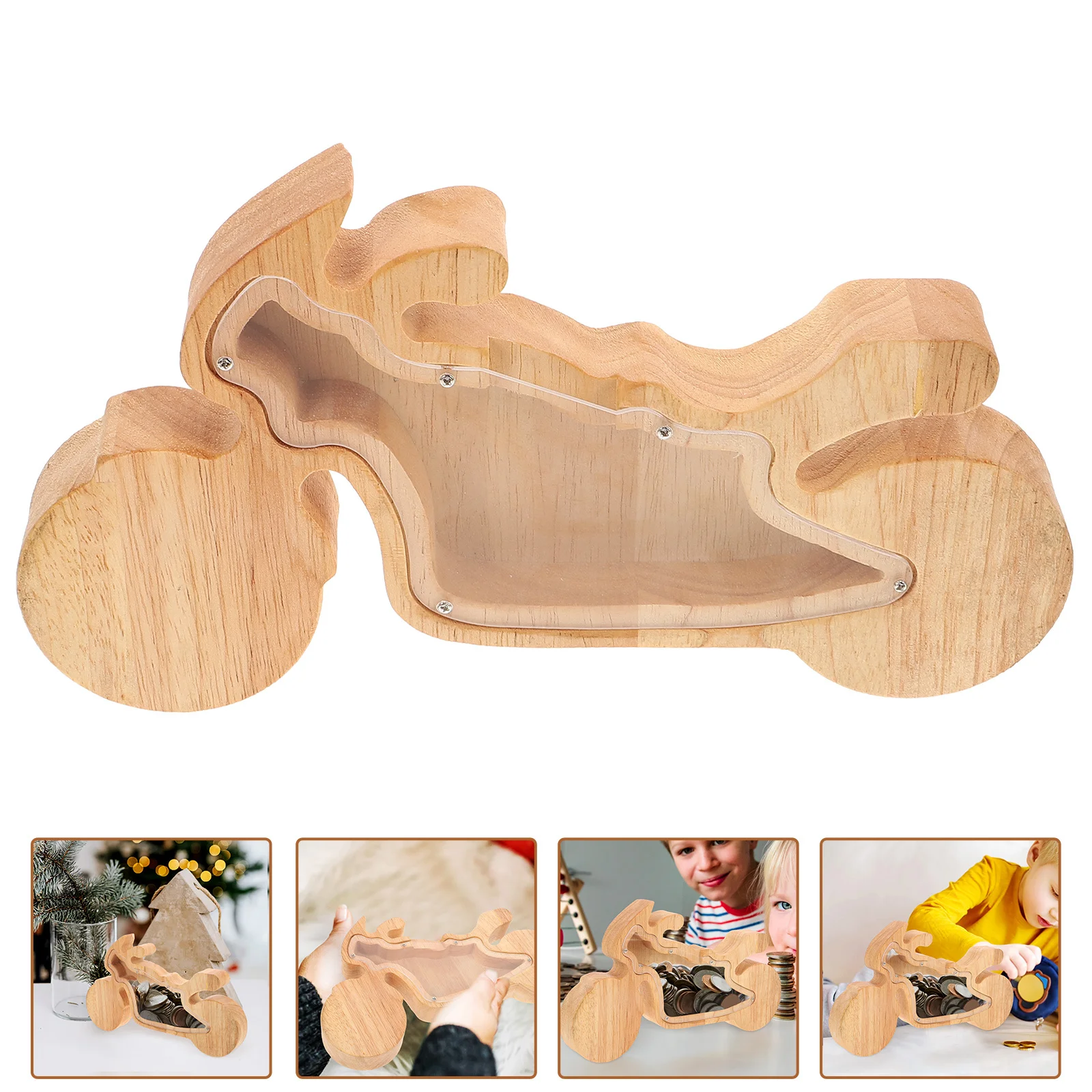 

Cartoon Animal Shaped Wooden Money Box Acrylic Saving Pot Craft Decorative Coin Container Unique Birthday Gift