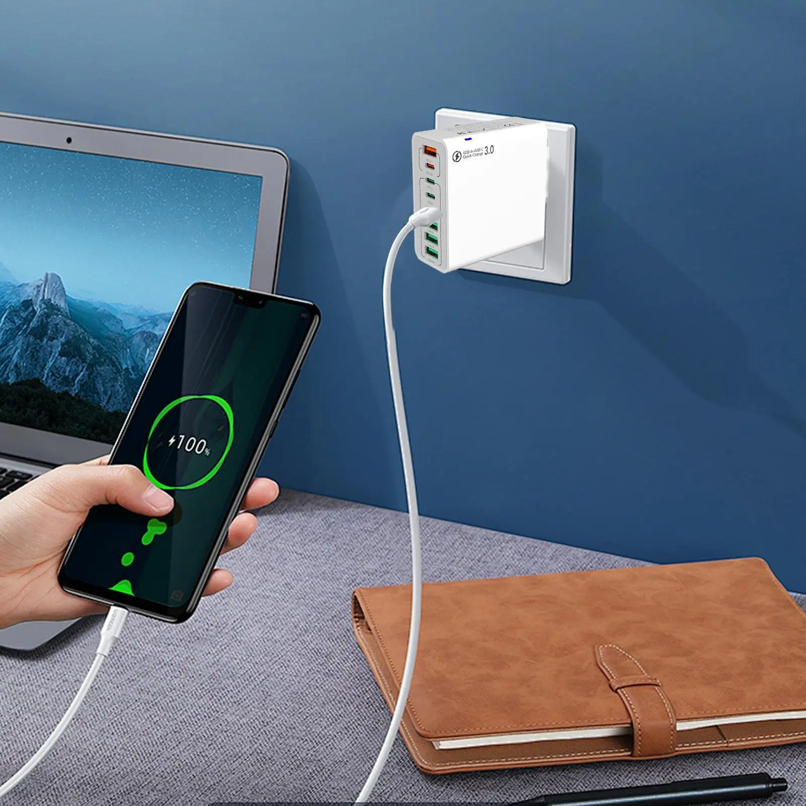 

USB C Charger Multi-Port Phone Charger 120W Multi-Port Fast Charging Device For Smartwatch Phone Computer Travel