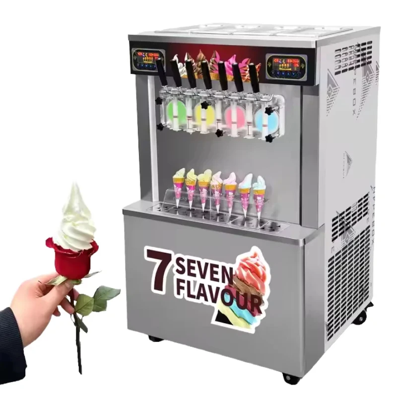 

Ice Cream Machine Automatic 3 Flavors Soft Ice Cream Maker Commercial Machine