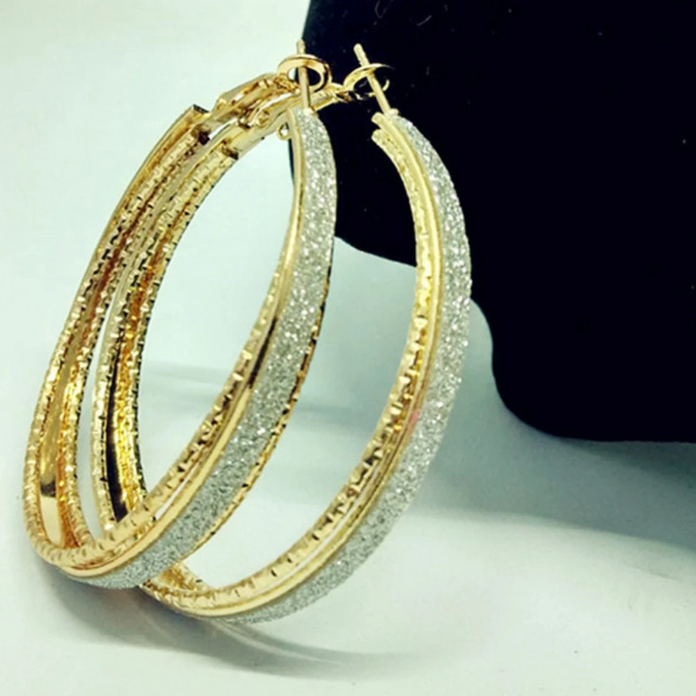Bling Bling Gliter Water Droplet Earrings For Women Rock Punk Personality Circular Statement Earring Brincos