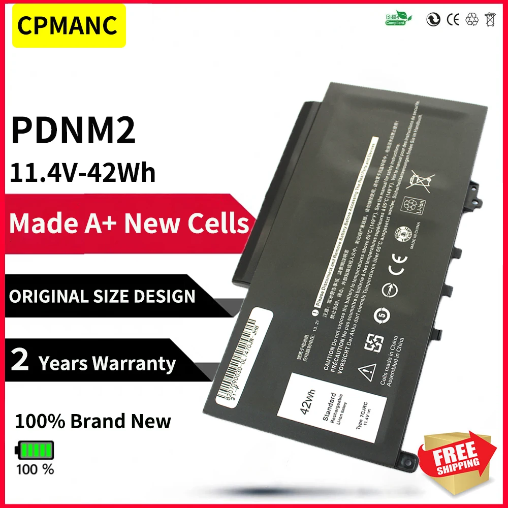 CPMANC 11.4V 42Wh 노트북 PDNM2 579TY F1KTM Dell PDNM2 579TY 0F1KTM Latitude E7470 E7270