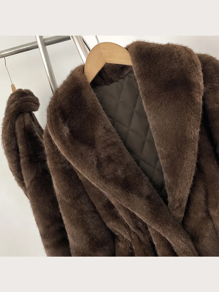 Women's Faux Fur Jacket - Warm Plush Winter Coat with Thermal Lining