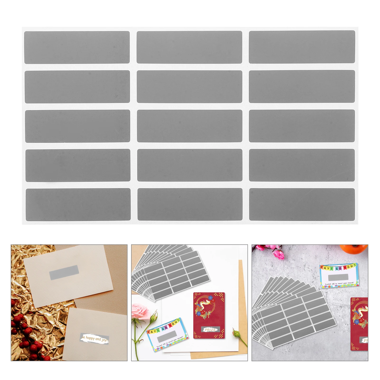 

150Pcs Rectangle Scratch Off Stickers Self Adhesive DIY Scratch Cards Rewards Raffle Tickets Wedding Shower Party