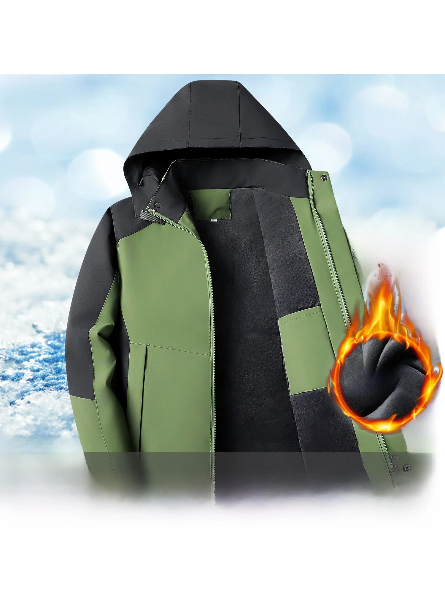 

Men's Thiened Fce Lined Cotton Jaet Workwear Winter Outdoor Coat Warmest Large Size Parka Sle Traveling Jaet