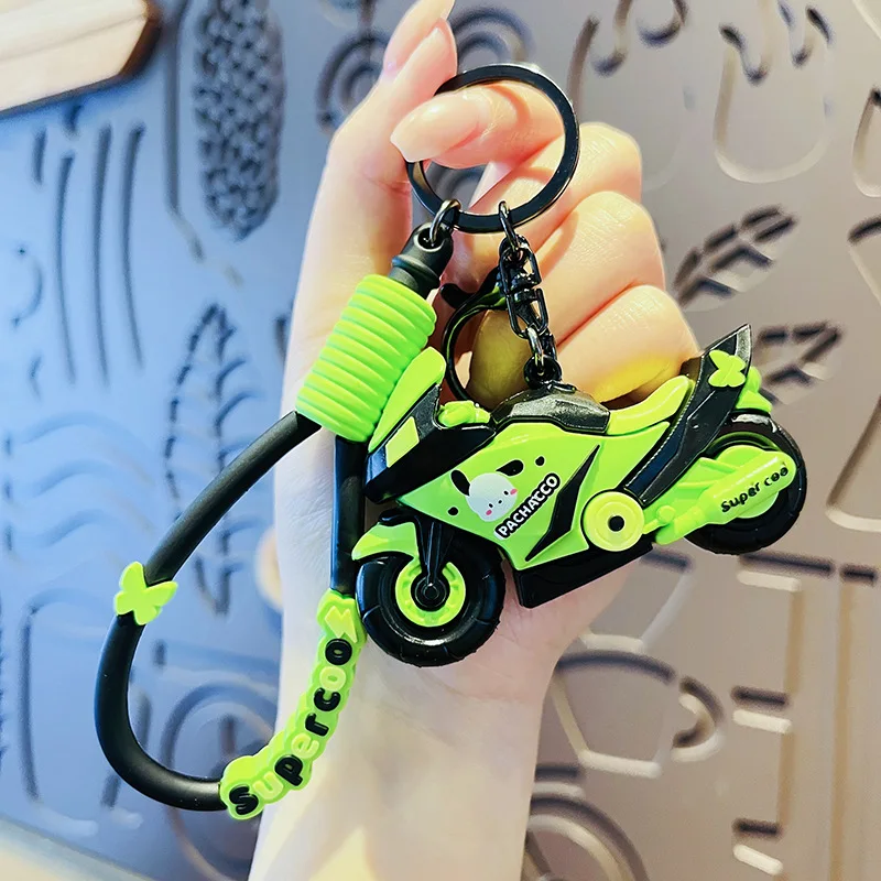 Sanrio kawaii legal motocicleta hellokitty kuromi mymelody chaveiro dos desenhos animados motocicleta casal saco de escola pingente presente animação