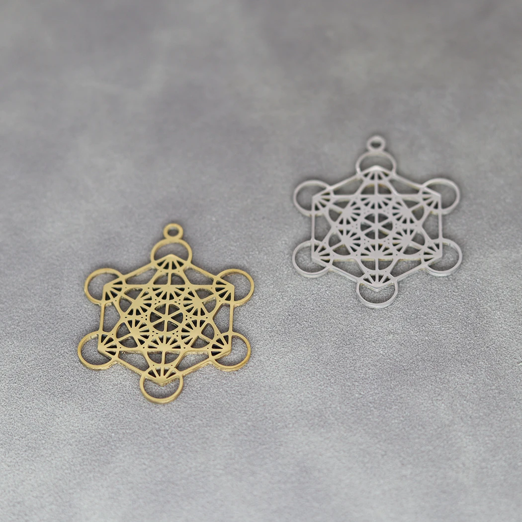 

3pcs/lot Stainless Steel Metatron Cube Pendant Sacred Geometry Charms Chakra Yoga Meditation Amulet Jewelry Metal Accessories