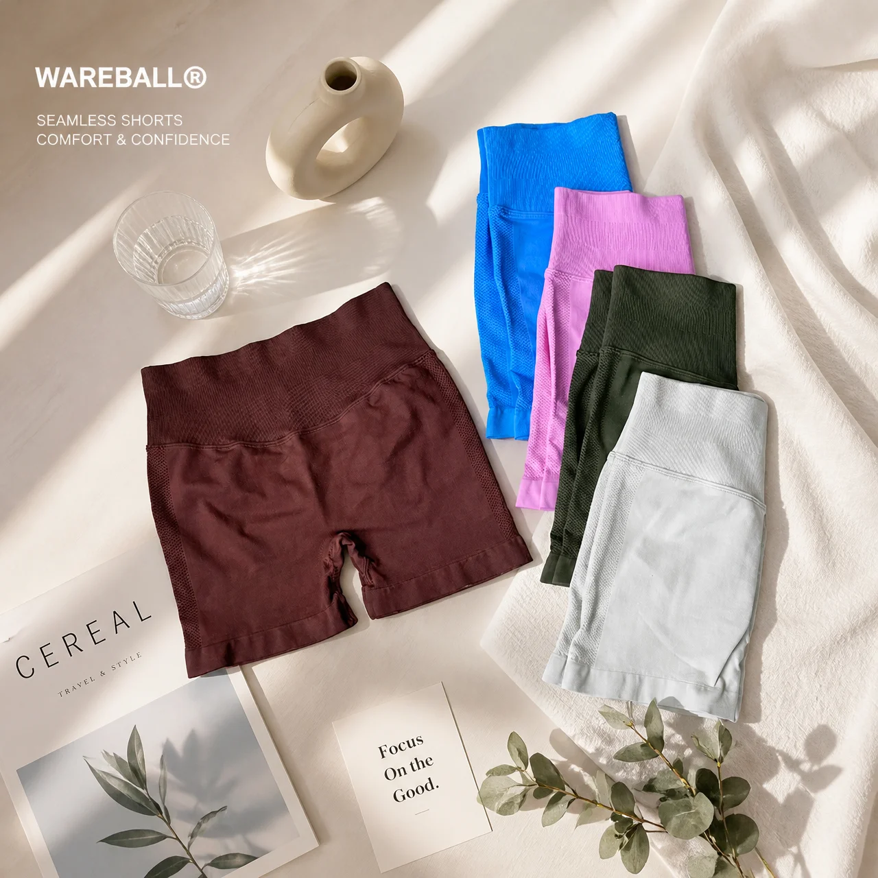 WAREBALL Women Scrunch Booty Biker Shorts High Waist Gym Sports Shorts Fitness Yoga Workout Pilates Running Athletic Shorts