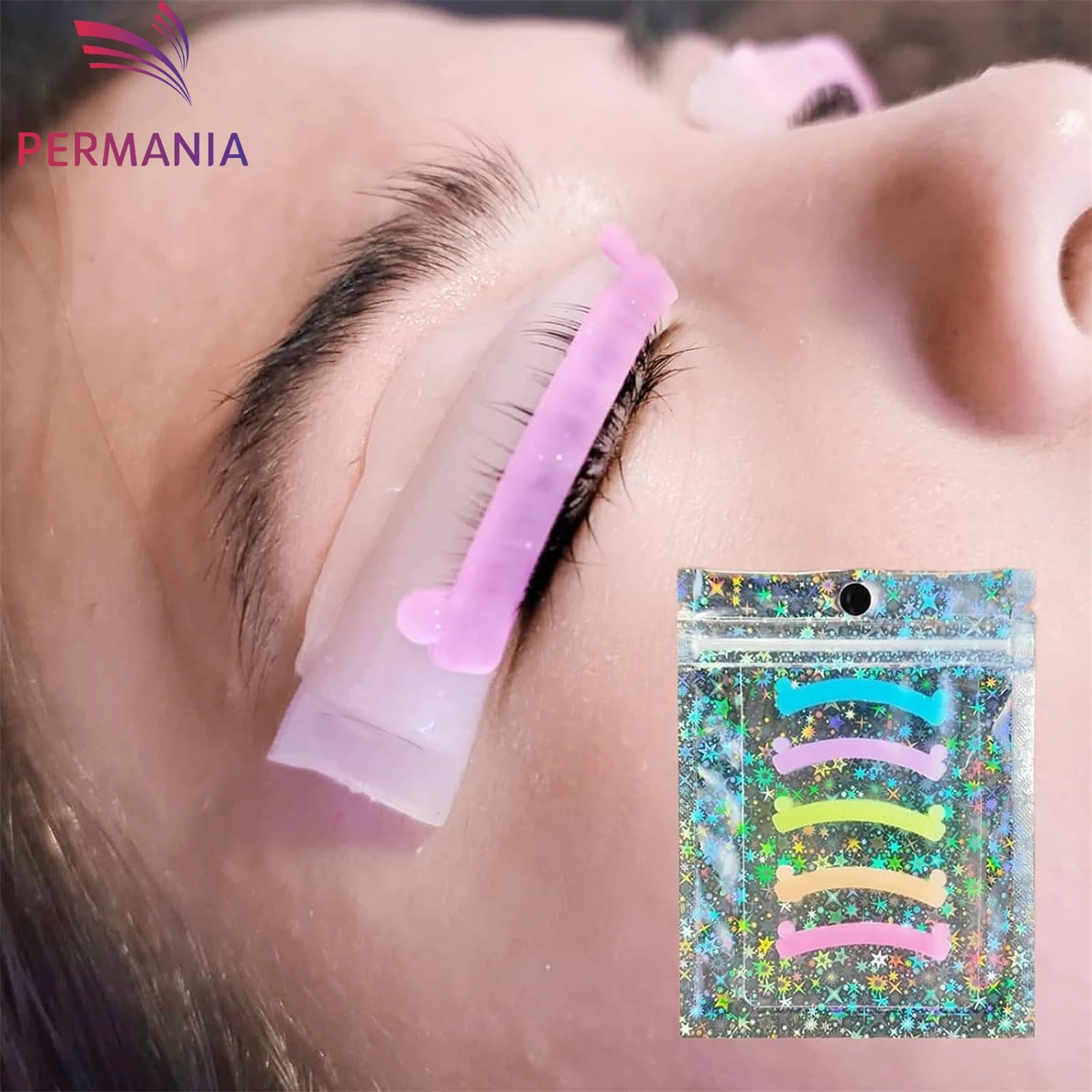 PERMANIA, 5 uds., rizador de pestañas reutilizable de arcoíris, cinta para levantar pestañas, almohadillas para levantar pestañas de silicona reutilizables, cubierta, accesorios para pestañas, herramienta de maquillaje