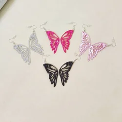 KUGUYS Hollow Butterfly Drop Earring for Women 4 Color Glitter Acrylic Cute Insect Jewelry Fashion Accessories