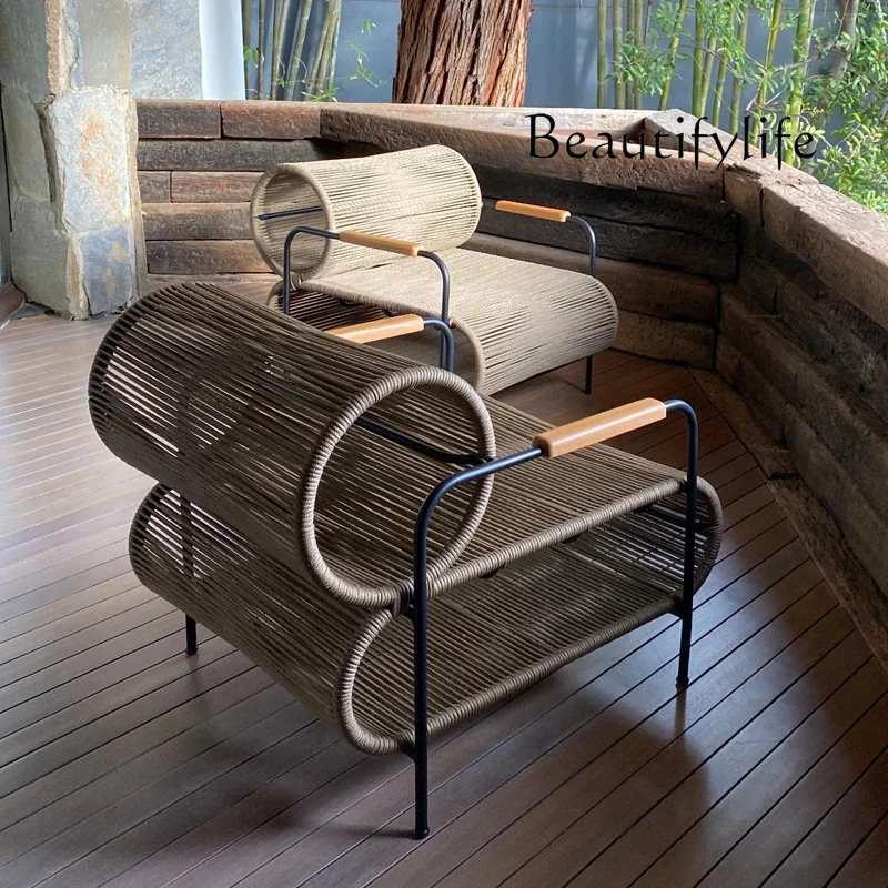 M Outdoor Sofa Courtyard Balcony Curved Rattan Terrace Garden Villa Leisure Waterproof Sunscreen Outdoor Furniture