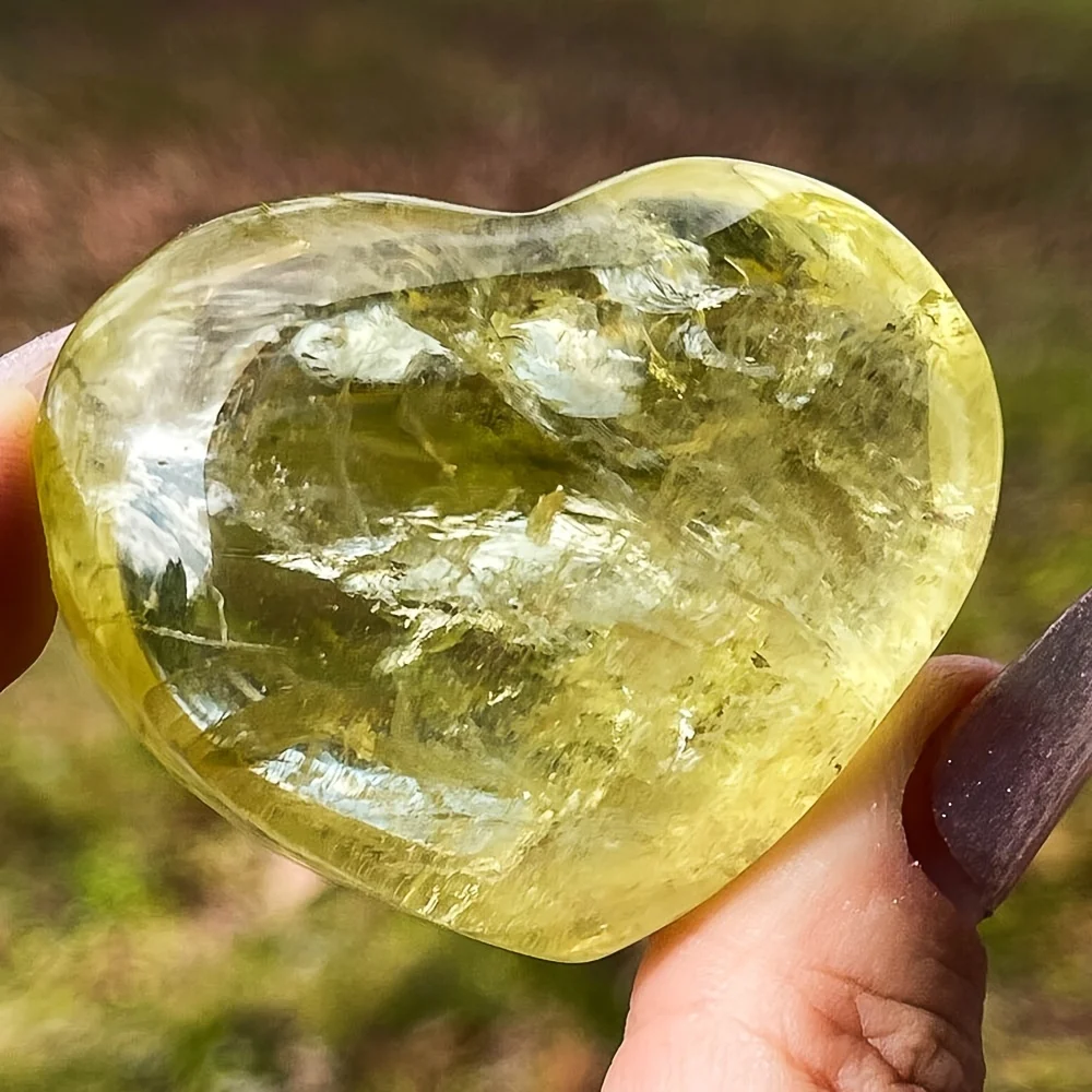 1pc CrystalHola Rare Citrine Heart Carving – Natural Yellow Gemstone with Intricate Facets, & Prosperity Stone