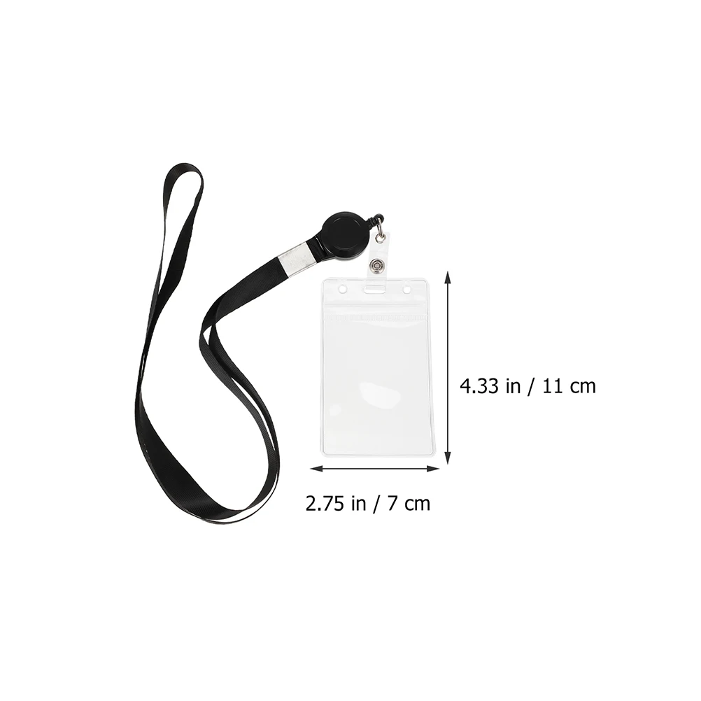 

2pcs Lanyard Card Holder Id Badge Protector Clear Sleeve Cards Anti-Scratch Cover Reusable Transparent Case Staff