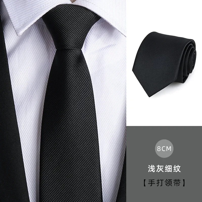 Men's Korean Edition Zipper Tie, Laço formal de negócios, Preto, Profissional, Casamento, Noivo, Grátis