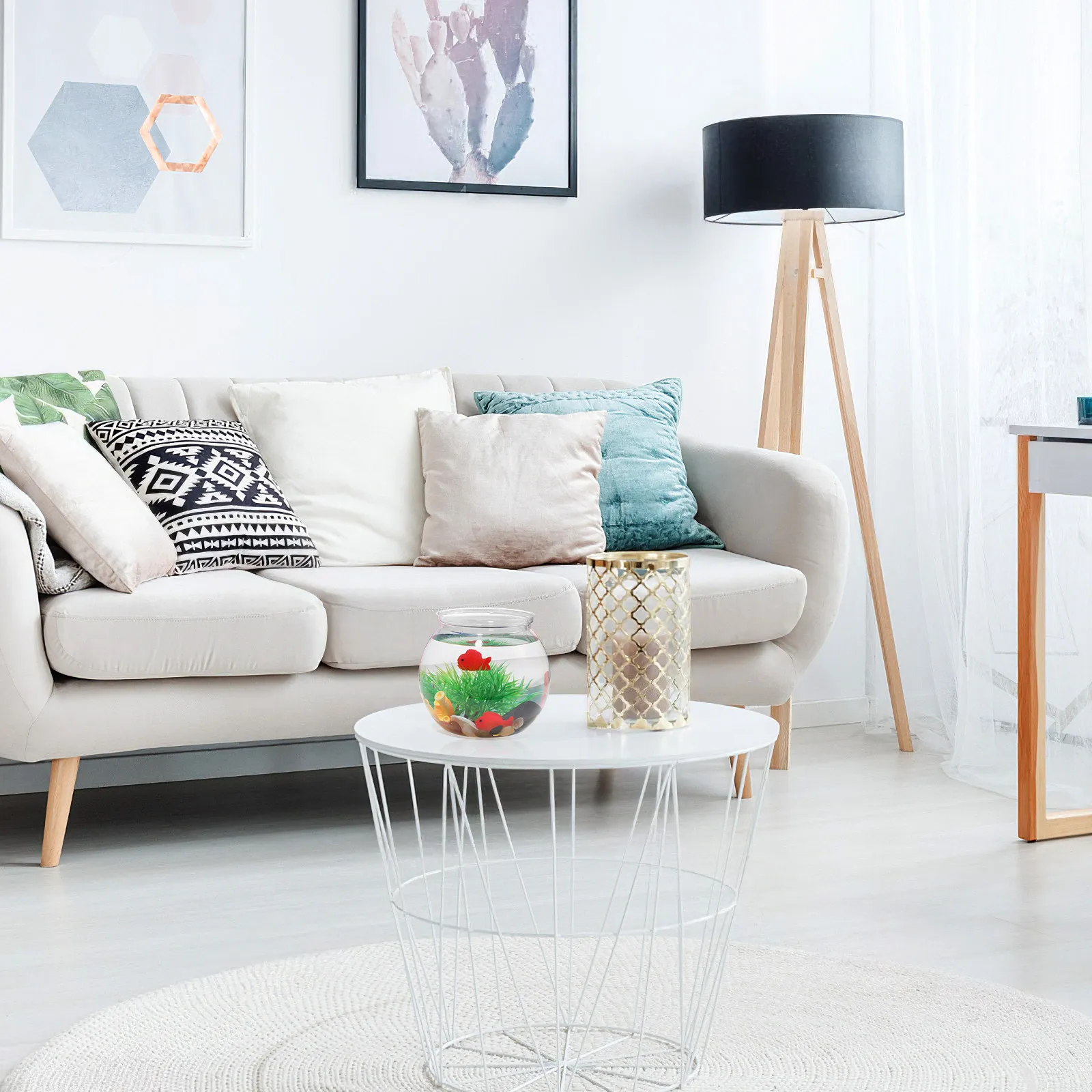 

Набор из 6 маленьких прозрачных пластиковых аквариумов-ваз для рыбок, круглые, легкие, для дома и рабочего стола, декоративные