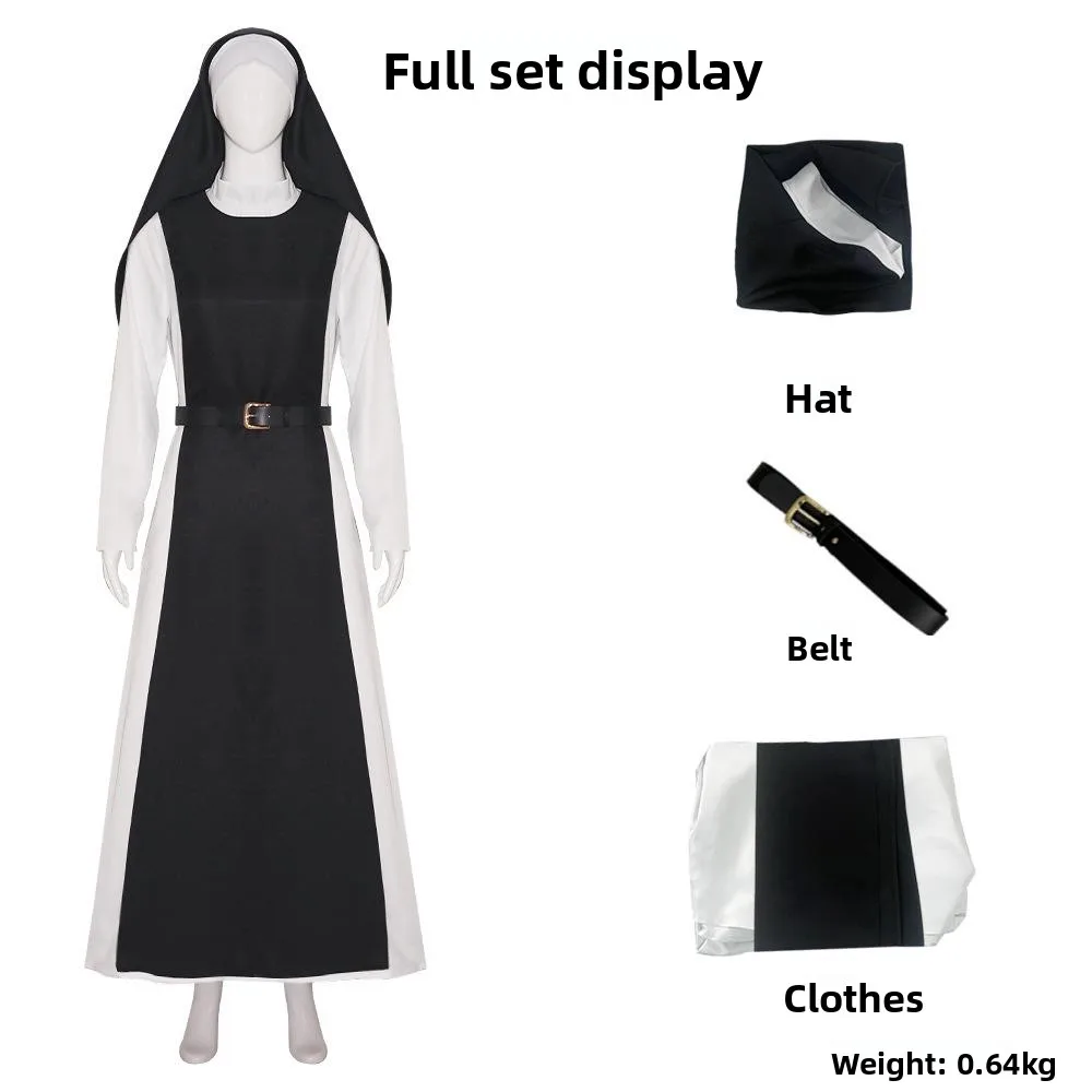 

Идеальный 2024, новая сестра, косплей, привычка, Хэллоуин, ролевой костюм Девы Марии, монахини, женский модный весенний сезон