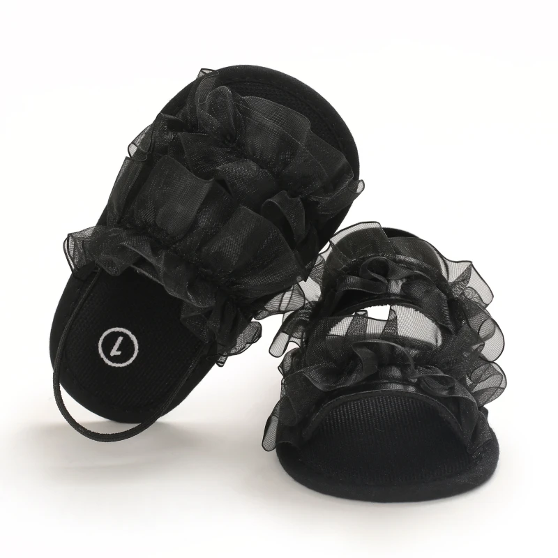 أزياء الأطفال الصغار المولود الجديد طفلة الأميرة أحذية الدانتيل طفل الصيف صندل عدم الانزلاق الأحذية الخطوة الأولى سيارة 0-18 متر