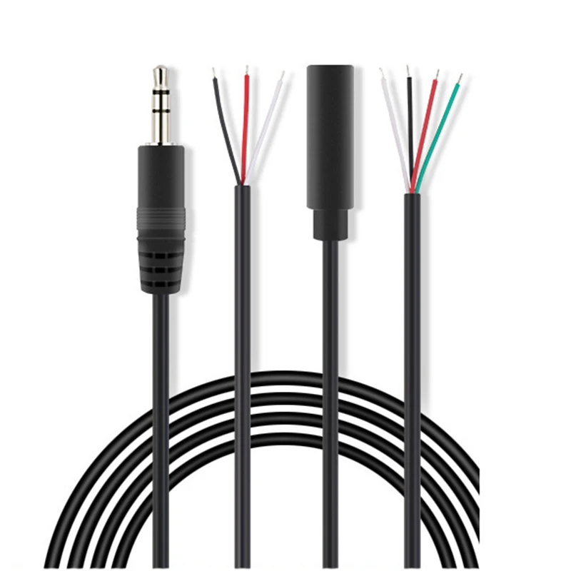 New 3.5mm 3 Pin 4 Pin Core Male Female Aux Connector 0.3m 1m Audio Extension Cable Aux Head Line 3.5mm Stereo Diy  Audio Wire
