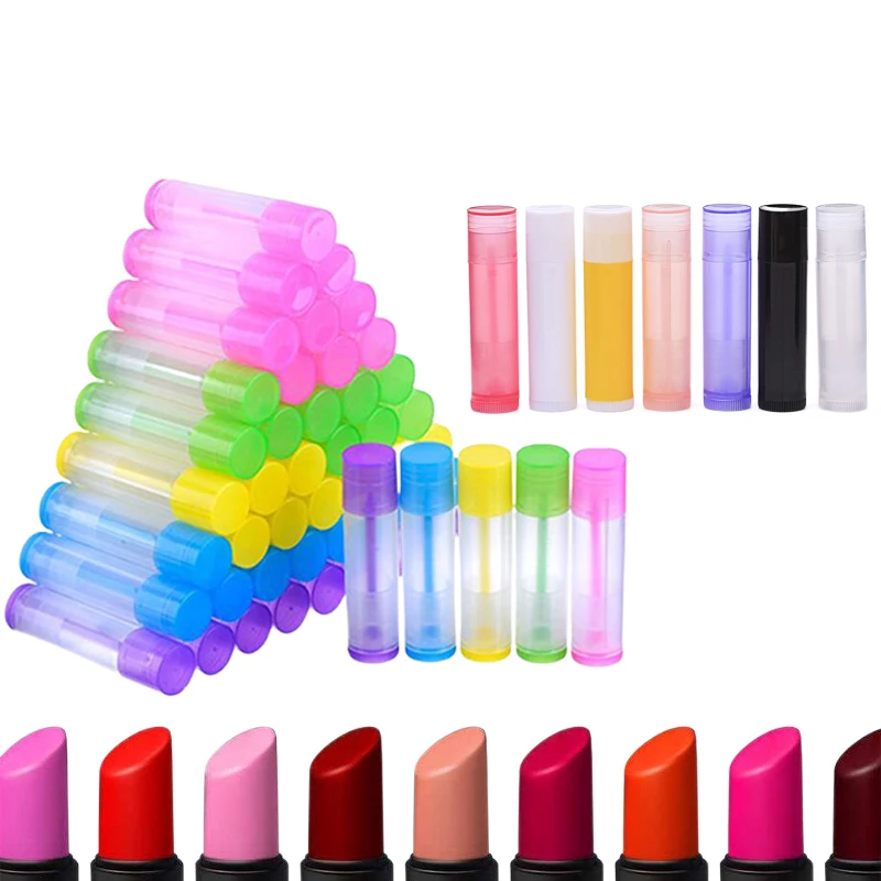 50Pcs Empty Refillable 5g/5ml Twist-up Lip Gloss Balm Lip Balm Tubes Plastic Lipstick Containers For DIY Chapsticks Solid Cream